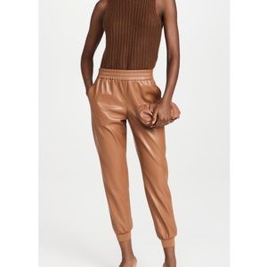 Alice + Olivia Pete Jogger Sweatpants Vegan Leather Camel Sz Small